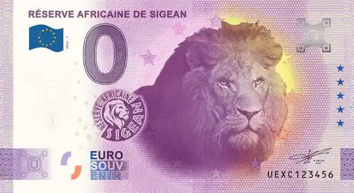 Banconota da 0€ RÉSERVE AFRICAINE DE SIGEAN