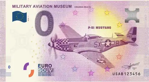 0€ banknote MILITARY AVIATION MUSÉUM VIRGINIA BEACH