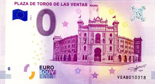 Banconota da 0€ PLAZA DE TOROS DE LAS VENTAS MADRID