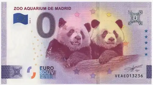 0€ banknote ZOO AQUARIUM DE MADRID