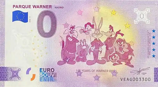 0€ banknote PARQUE WARNER MADRID