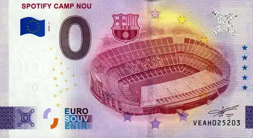 Banconota da 0€ SPOTIFY CAMP NOU