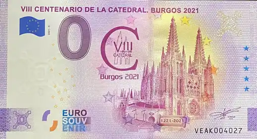 0€-Schein VIII CENTENARIO DE LA CATEDRAL. BURGOS 2021
