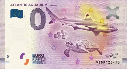 0€-Schein ATLANTIS AQUARIUM MADRID