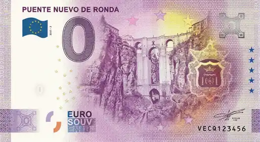 Banconota da 0€ PUENTE NUEVO DE RONDA