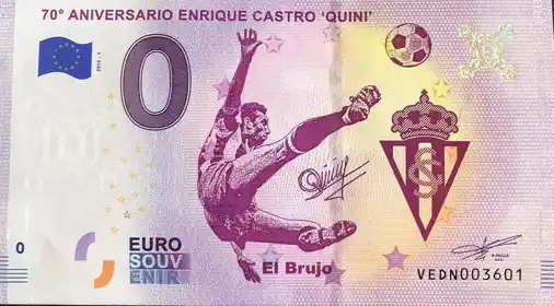 Banconota da 0€ 70° ANIVERSARIO ENRIQUE CASTRO 'QUINI'