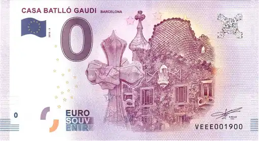 0€-Schein CASA BATLLÓ GAUDI BARCELONA