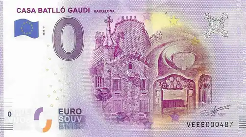 0€ banknote CASA BATLLÓ GAUDI BARCELONA