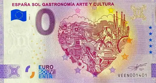 Banconota da 0€ ESPAÑA SOL GASTRONOMÍA ARTE Y CULTURA