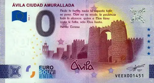 0€ banknote ÁVILA CIUDAD AMURALLADA