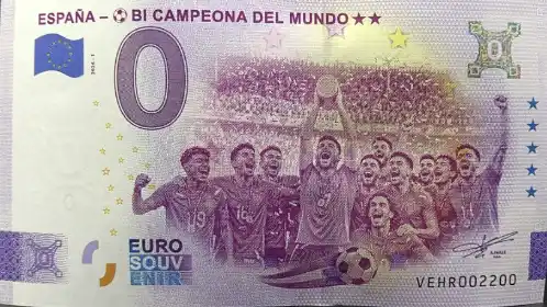Billete de 0€ ESPAÑA - ⚽ BI CAMPEONA DEL MUNDO ⭐⭐