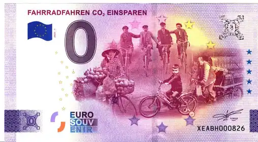 Banconota da 0€ FAHRRADFAHREN CO² EINSPARREN