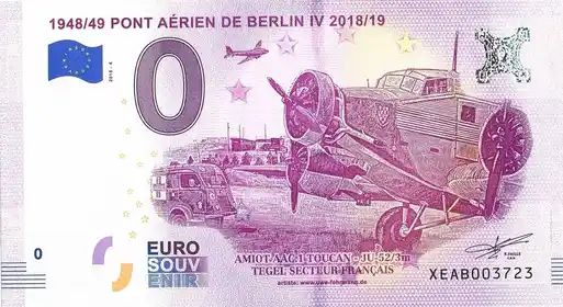 Banconota da 0€ 194849 PONT AÉRIEN DE BERLIN IV 2018/19