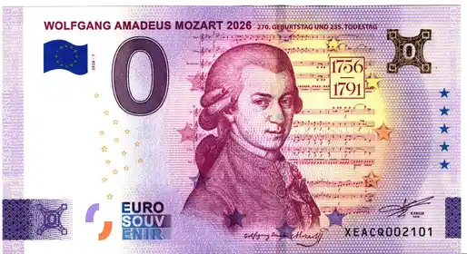 Banconota da 0€ WOLFGANG AMADEUS MOZART