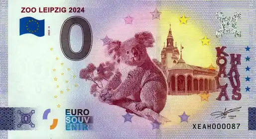 Banconota da 0€ ZOO LEIPZIG 2024KOALA HAUS