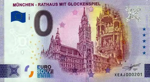 0€-Schein MÜNCHEN - RATHAUS MIT GLOCKENSPIEL