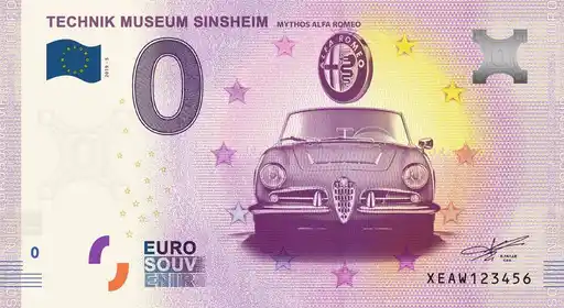 0€-Schein TECHNIK MUSEUM SINSHEIMMYTHOS ALFA ROMEO