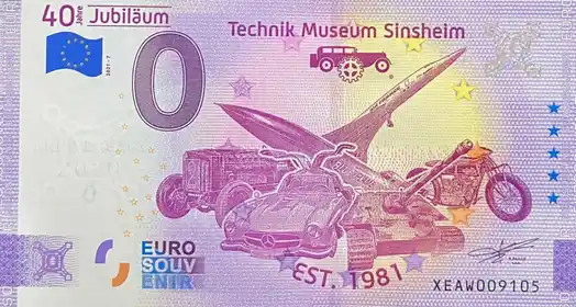 Billete de 0€ 40 JAHRE JUBILÄUMTECHNIK MUSEUM SINSHEIM