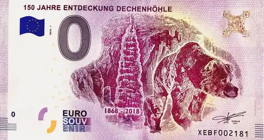 0€ banknote 150 JAHRE ENTDECKUNG DECHENHÖHLE