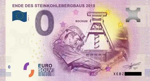 Banconota da 0€ ENDE DES STEINKOHLEBERGBAUS 2018