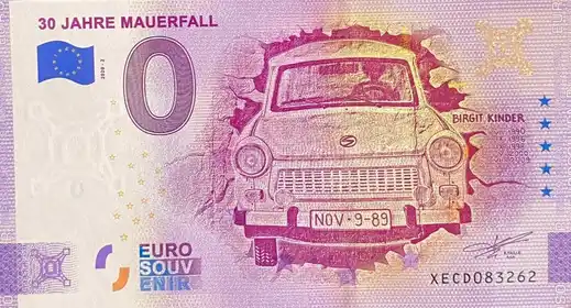 0€ banknote 30 JAHRE MAUERFALL