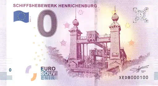 Banconota da 0€ SCHIFFSHEBEWERK HENRICHENBURG