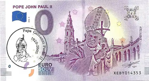 0€ banknote POPE JOHN PAUL II
