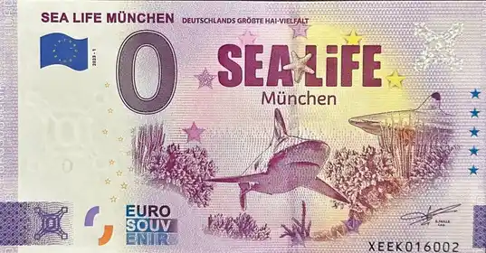 0€ banknote SEA LIFE MÜNCHEN DEUTSCHLANDS GROßTE HAI-VIELFALT