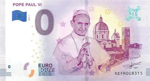 Banconota da 0€ POPE PAUL VI