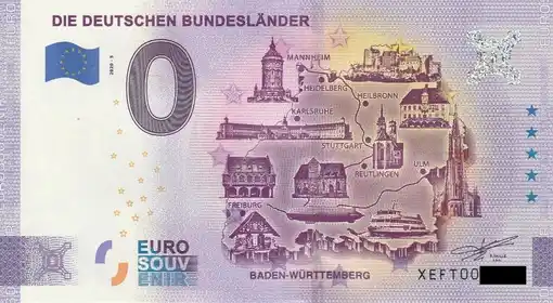 0€ banknote DIE DEUTSCHEN BUNDESLÄNDER