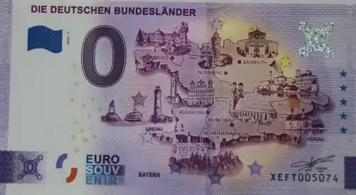 0€ banknote DIE DEUTSCHEN BUNDESLÄNDER