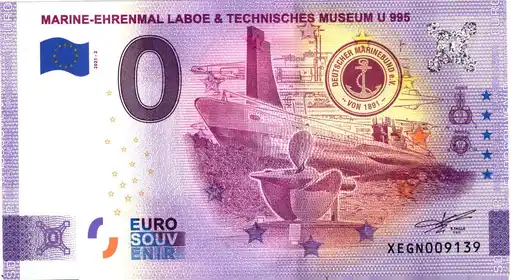 Banconota da 0€ MARINE-EHRENMAL LABOE & TECHNISCHES MUSEUM U 995