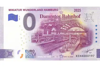 0€-Schein MINIATUR WUNDERLAND HAMBURG Dammtor Bahnhof Hamburg
