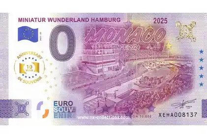 0€ banknote MINIATUR WUNDERLAND HAMBURG 2025 MONACO SINCE 2024