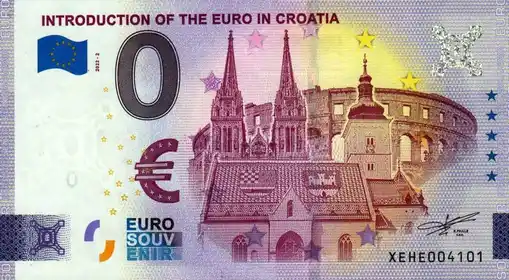 0€ banknote INTRODUCTION OF THE EURO IN CROATIA