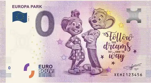 0€-Schein EUROPA PARK FOLLOW YOUR DREAMS THEY KNOW THE WAY