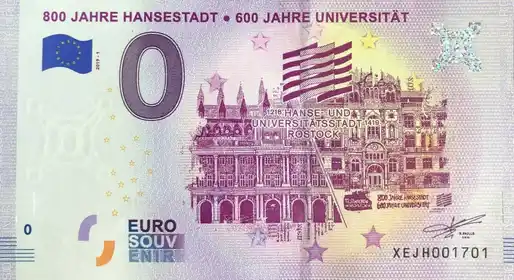 0€ banknote 800 JAHRE HANSESTADT 600 JAHRE UNIVERSITÄT