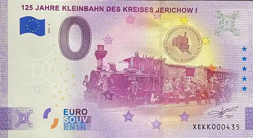 Billete de 0€ 125 JAHRE KLEINBAHN DES KREISES JERICHOW I
