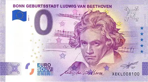 Banconota da 0€ BONN GEBURTSSTADT LUDWIG VAN BEETHOVEN