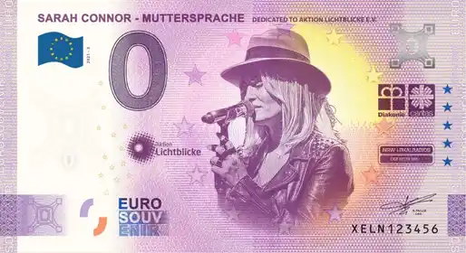 0€ banknote SARAH CONNOR DEDICATED TO AKTION LICHTBLICKE E.V.