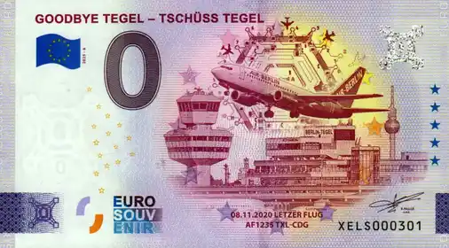 0€-Schein GOODBYE TEGEL - TSCHÜSS TEGEL