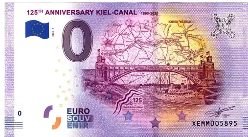Billete de 0€ 125th ANNIVERSARY KIEL-CANAL1895-2020