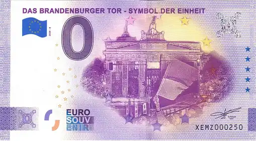 0€ banknote DAS BRANDENBURGER TOR - SYMBOL DER EINHEIT