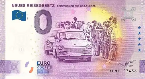 0€ banknote NEUES REISEGESETZREISEFREIHEIT FÜR DDR-BÜRGER