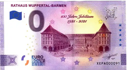 Billet 0€ RATHAUS WUPPERTAL-BARMEN100 JAHRE JUBILÄUM 1921-2021
