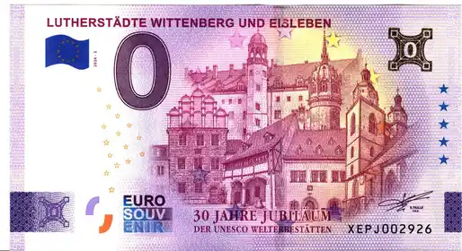 Banconota da 0€ LUTHERSTÄDTE WITTENBERG UND EISLEBEN