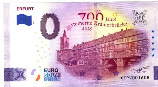 Billete de 0€ ERFURT700 Jahre steinerne Krämerbrücke 2025