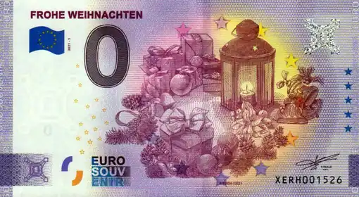 0€ banknote FROHE WEIHNACHTEN