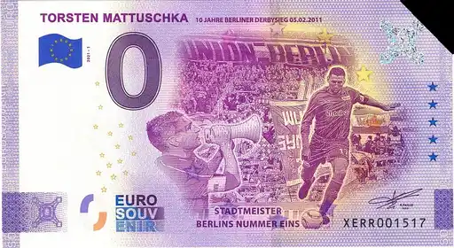 0€-Schein TORSTEN MATTUSCHKA10 JAHRE BERLINER DERBYSIEG 05.02.2011