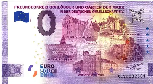 0€-Schein FREUNDESKREIS SCHLÖSSER UND GÄRTEN DER MARKIN DER DEUTSCHEN GESELLSCHAFT E.V.